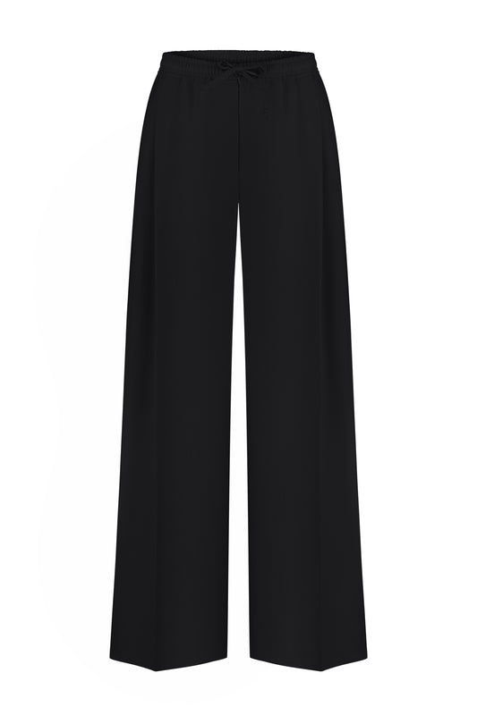 Палаццо із поясом в резинку чорні