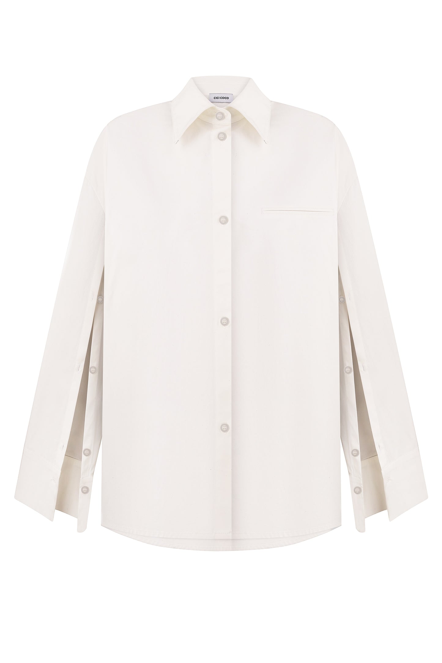 Сорочка з акцентними рукавами молочна COUTURE