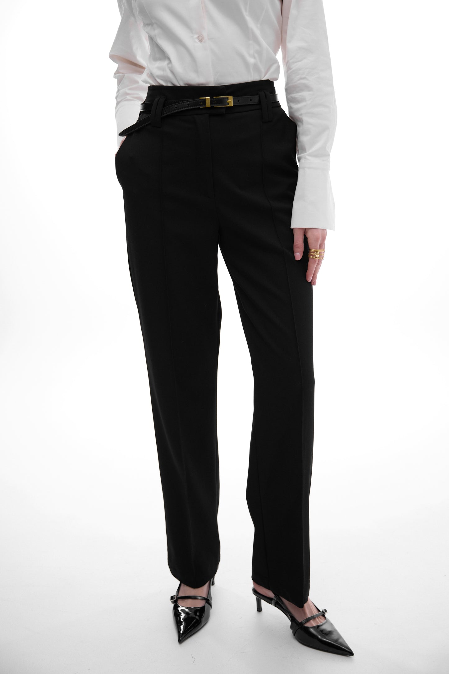 Straight black pencil trousers