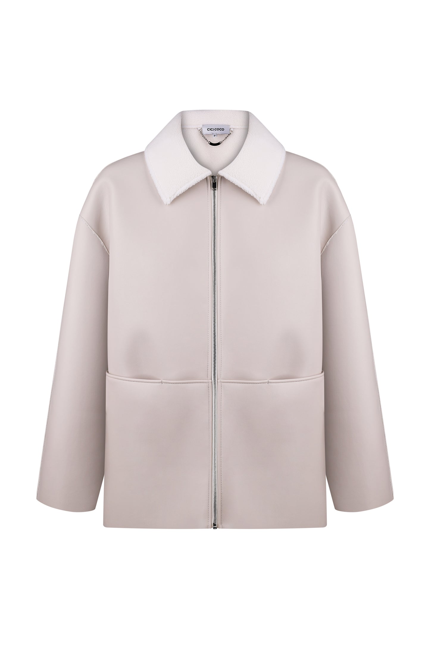 Milk-colored sheepskin coat