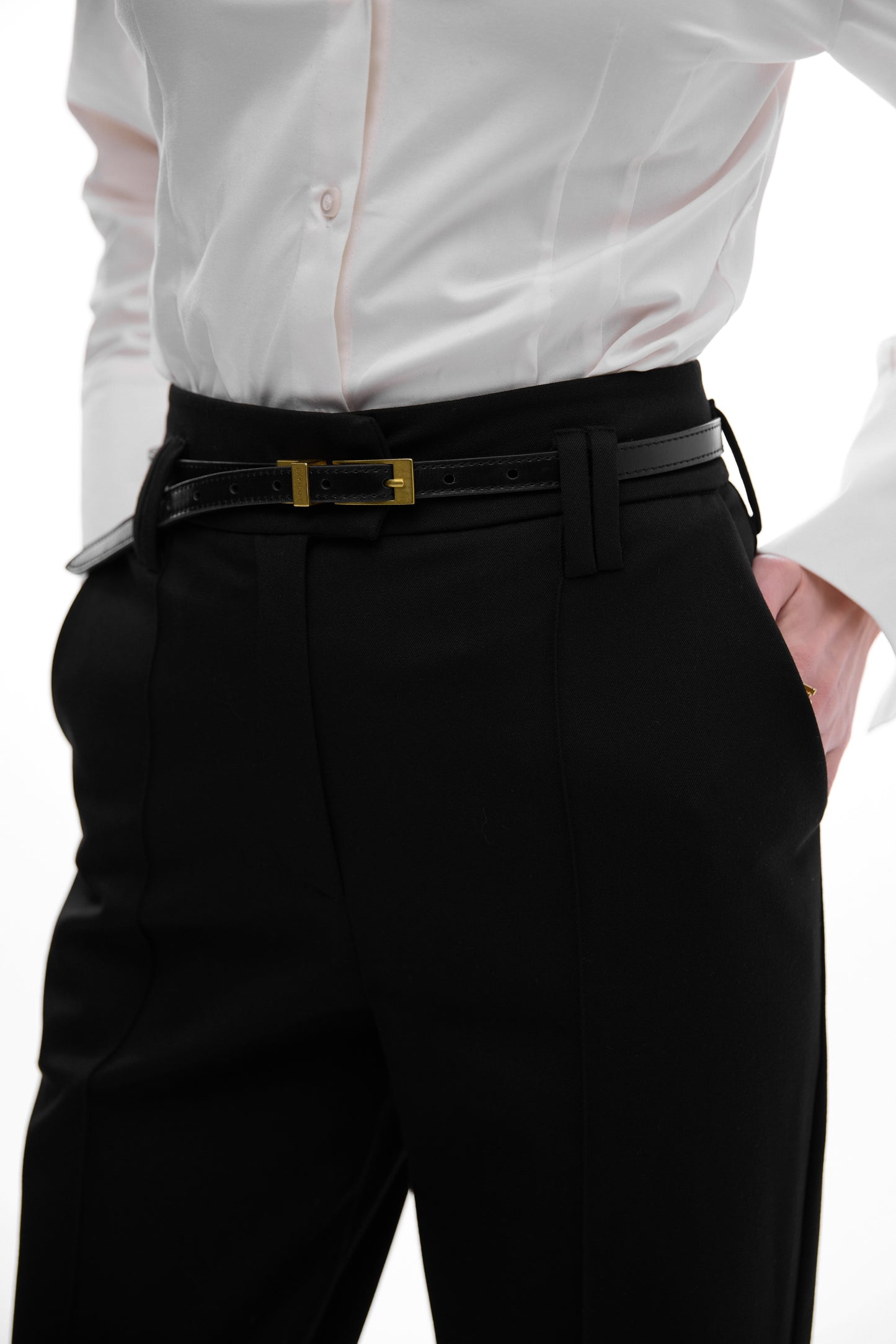 Straight black pencil trousers