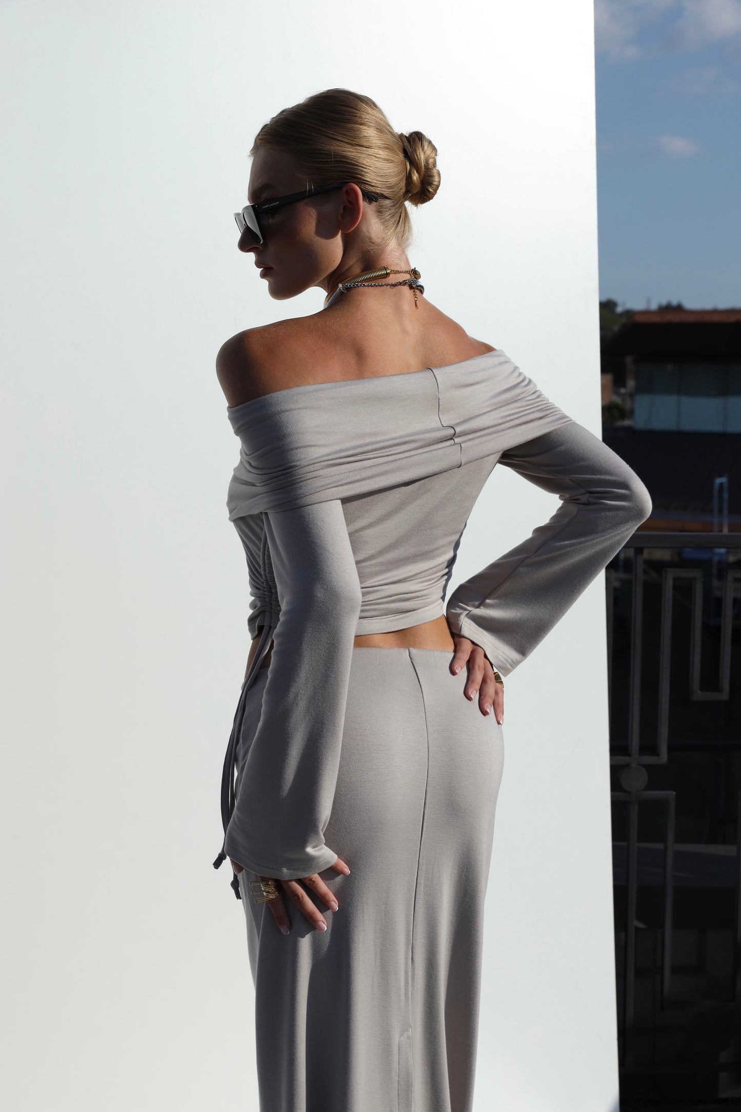 Beige Knit Maxi Skirt