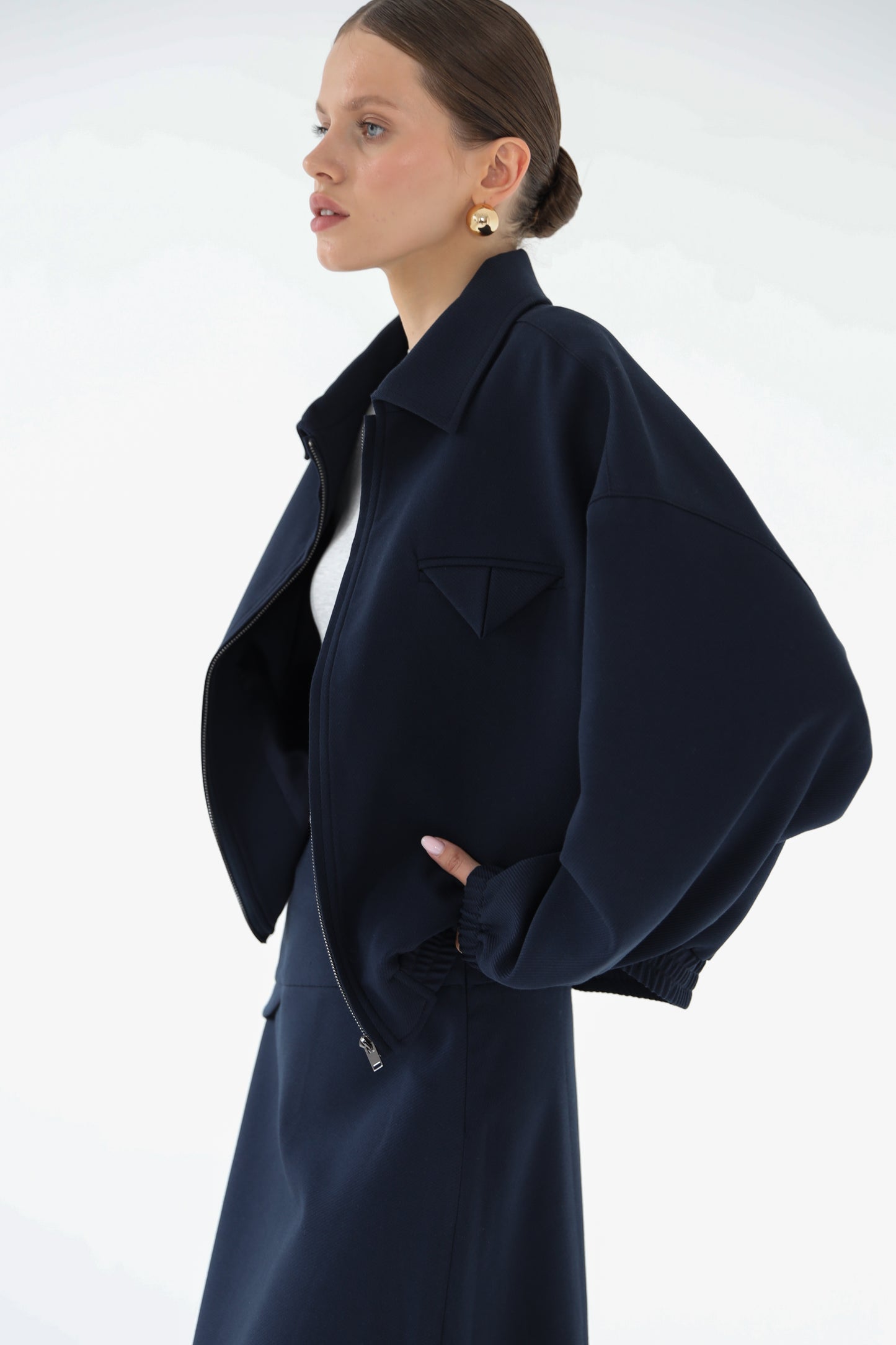 Бомбер брючний синій