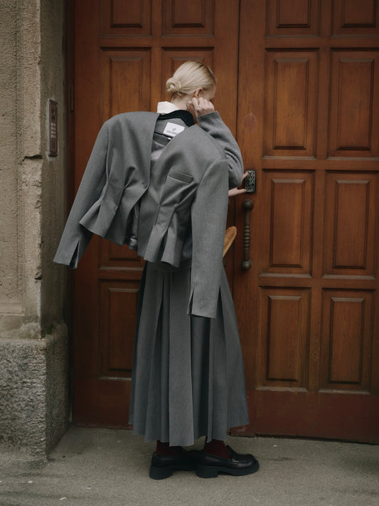 Short waist-length grey jacket