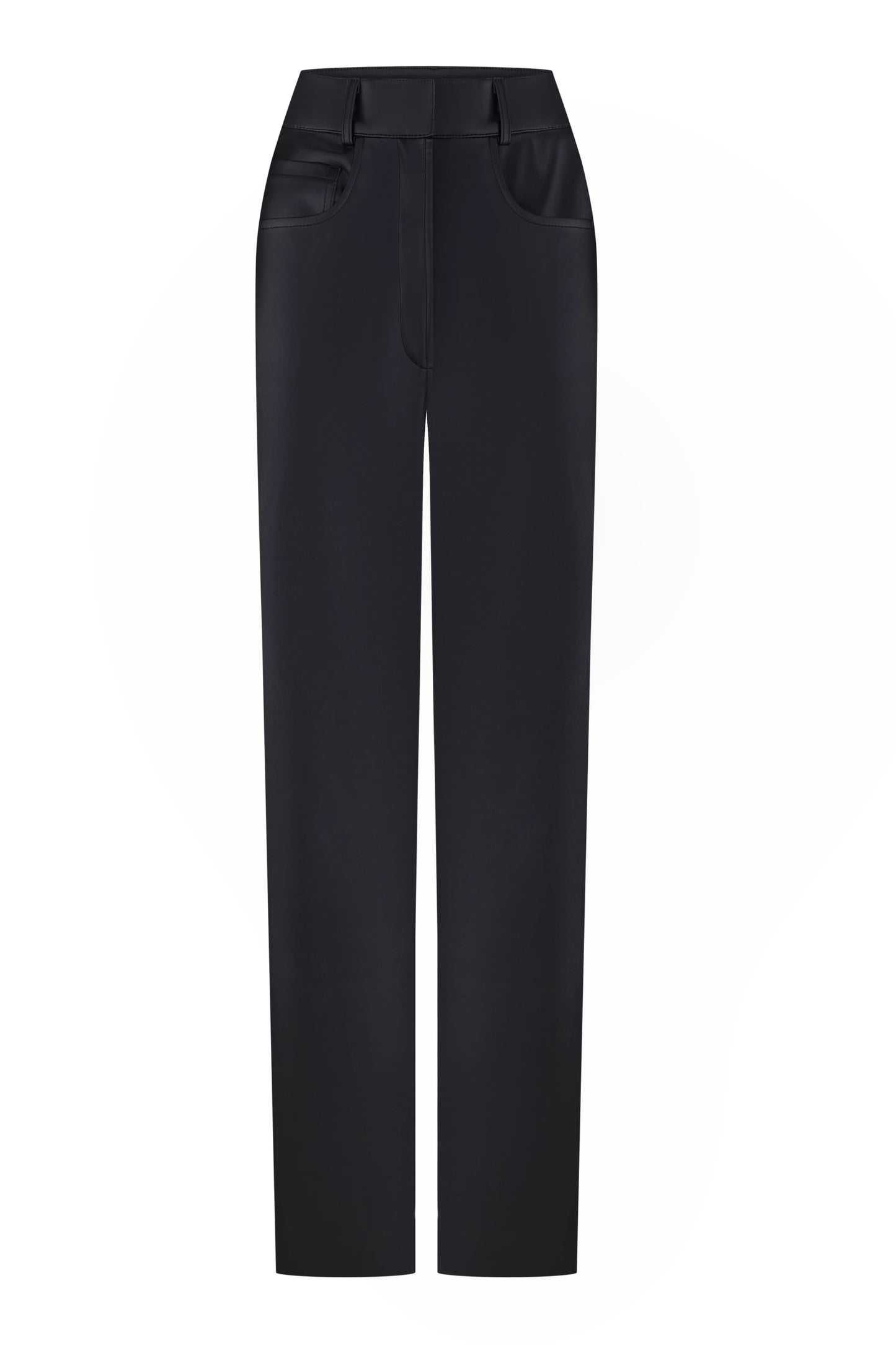 Black Eco-Leather Trousers with a Loose Fit