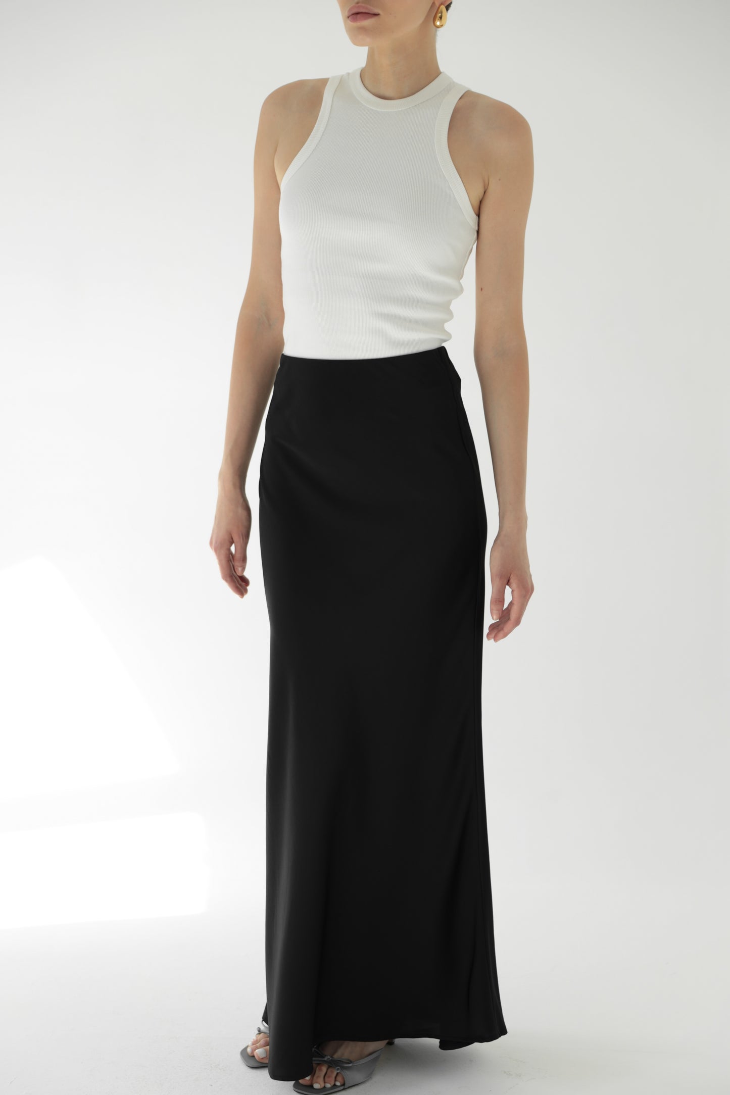 Спідниця максі сатин чорна