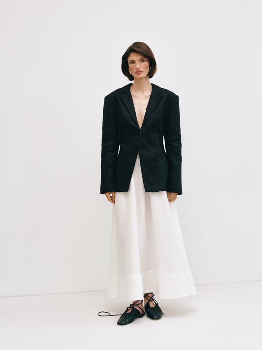 Жакет на талію чорний з льону