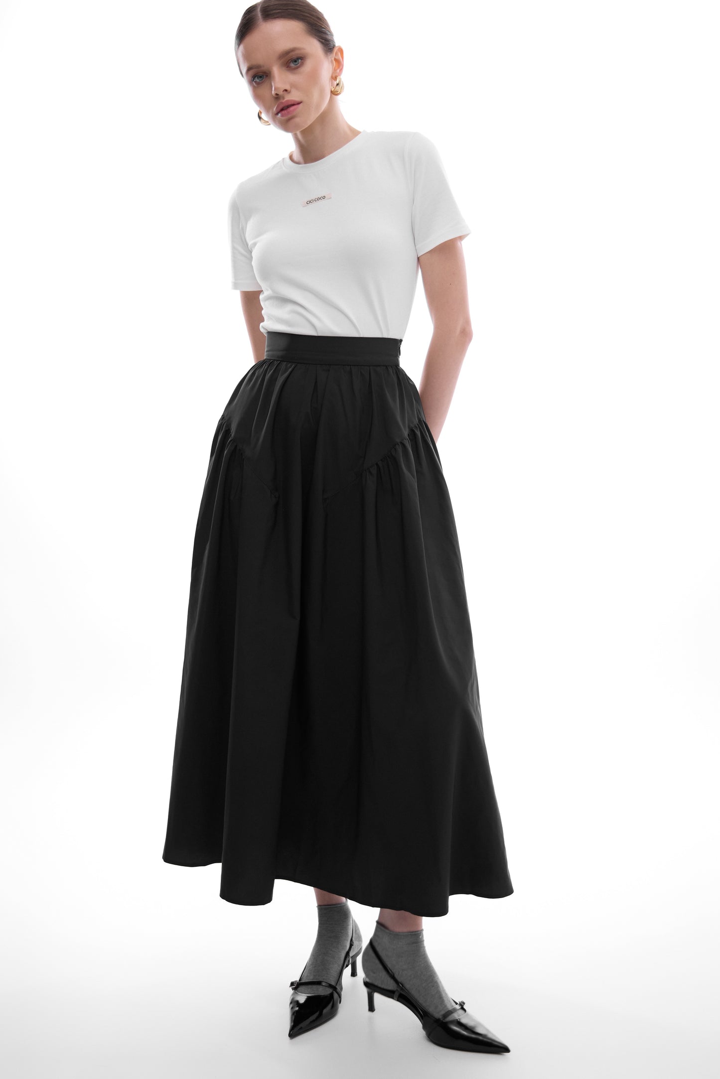 Black flared skirt