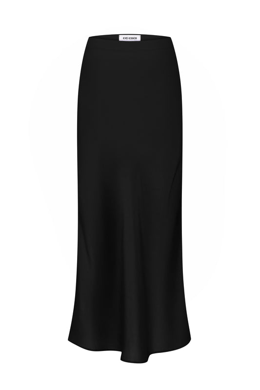 Black Satin Maxi Skirt