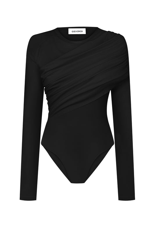 Боді з драпіруванням чорне