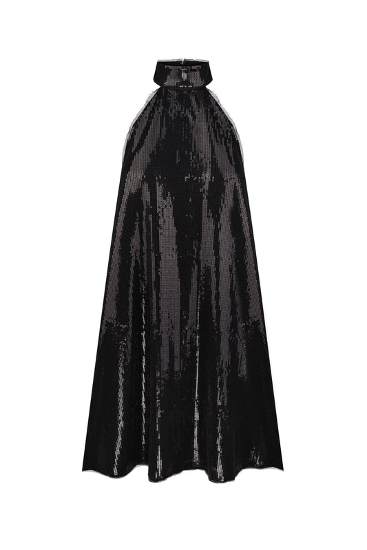 Сукня з відкритою спиною в паєтках чорна