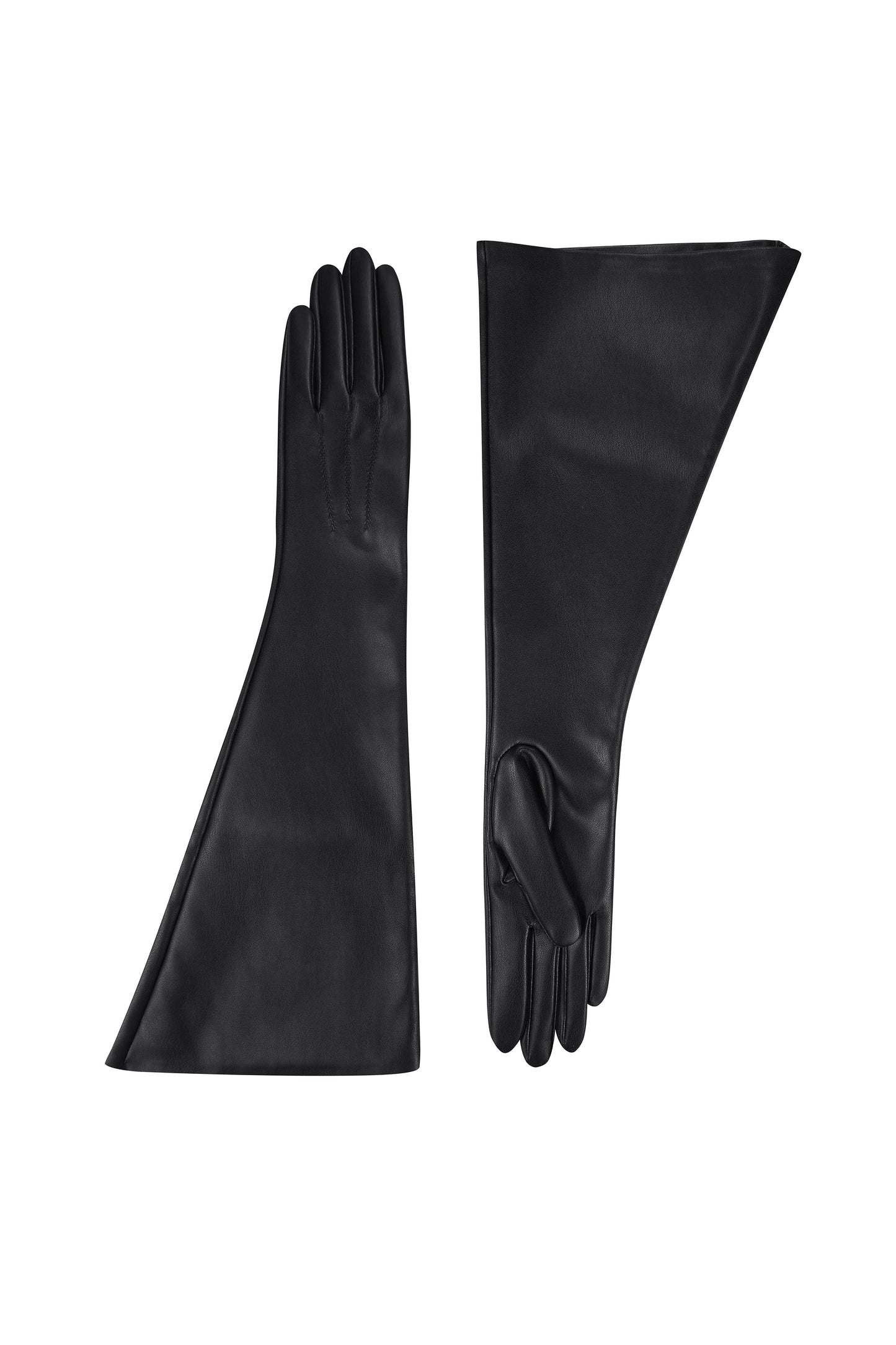 Рукавиці чорні з еко-шкіри довгі