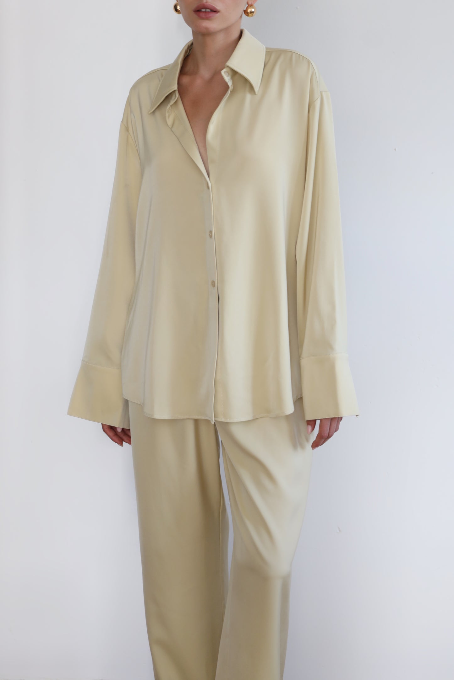 Lemon satin blouse