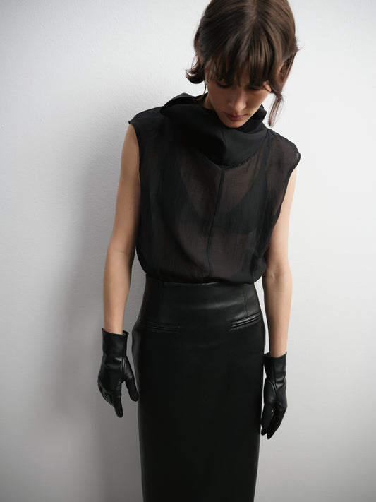 Топ під горло напівпрозорий чорний