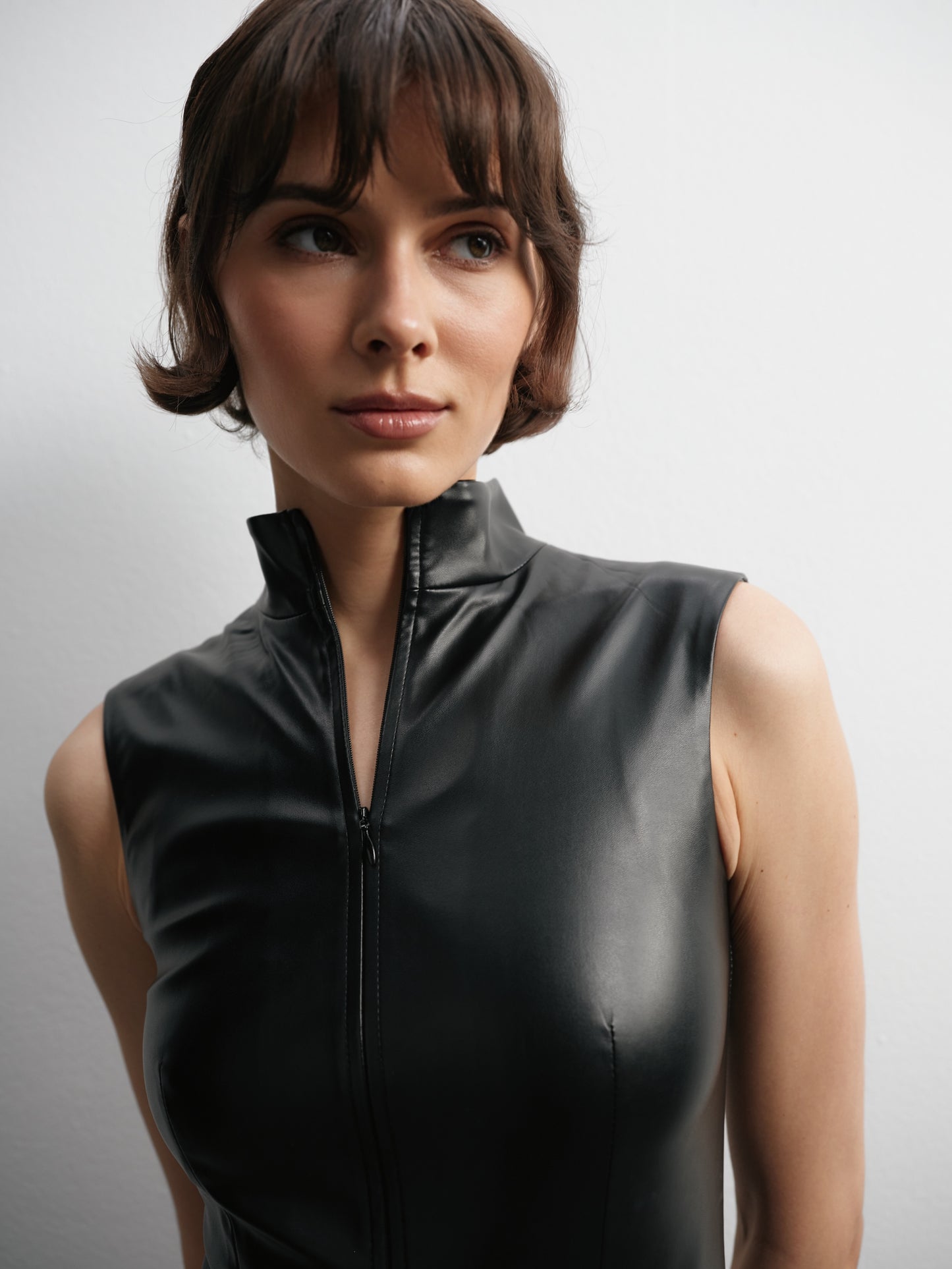 Топ - боді чорний з замком еко - шкіра