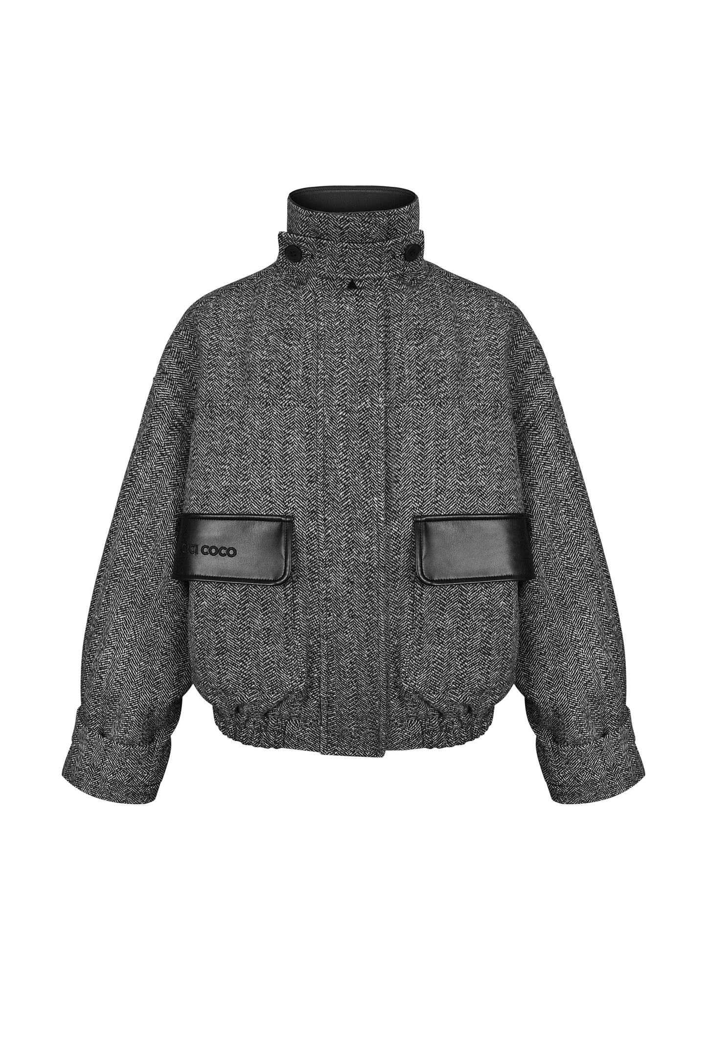 Бомбер зі шкіряними вставками