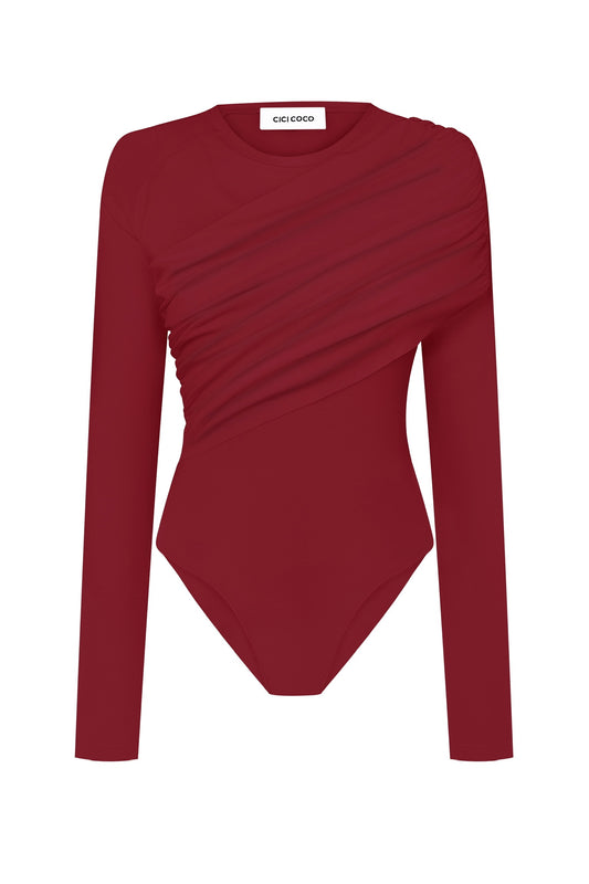 Cherry draped bodysuit