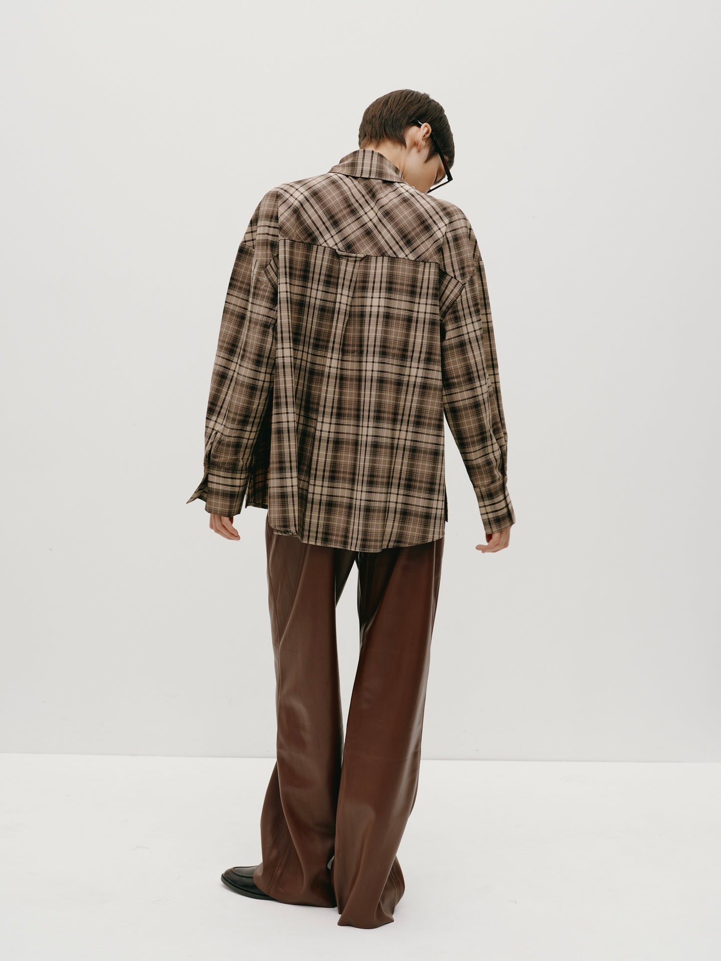 Brown oversized checkered shirt