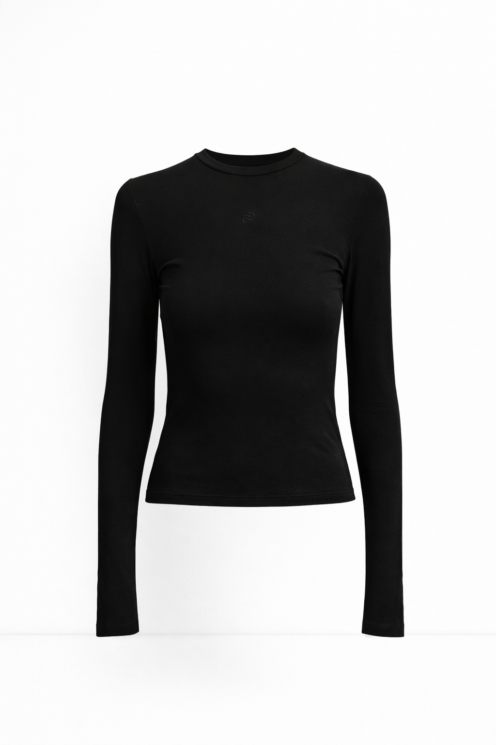 Лонгслів чорний з вишитим лого