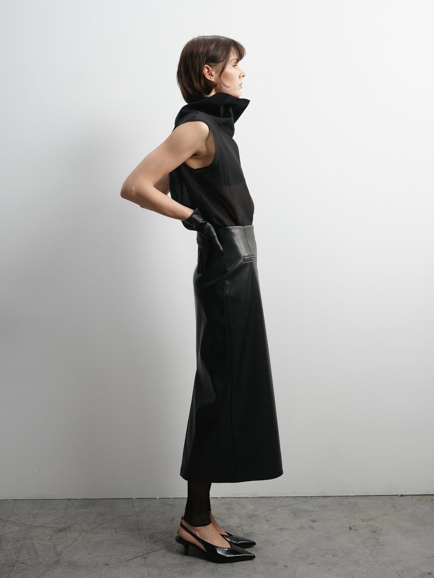 Спідниця чорна максі еко - шкіра