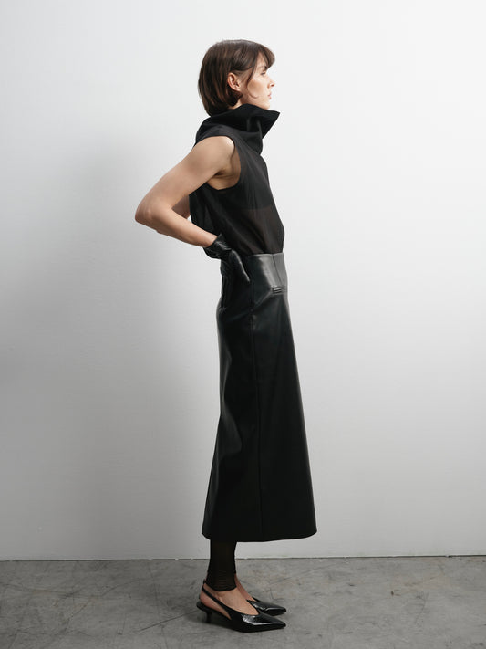 Спідниця чорна максі еко - шкіра