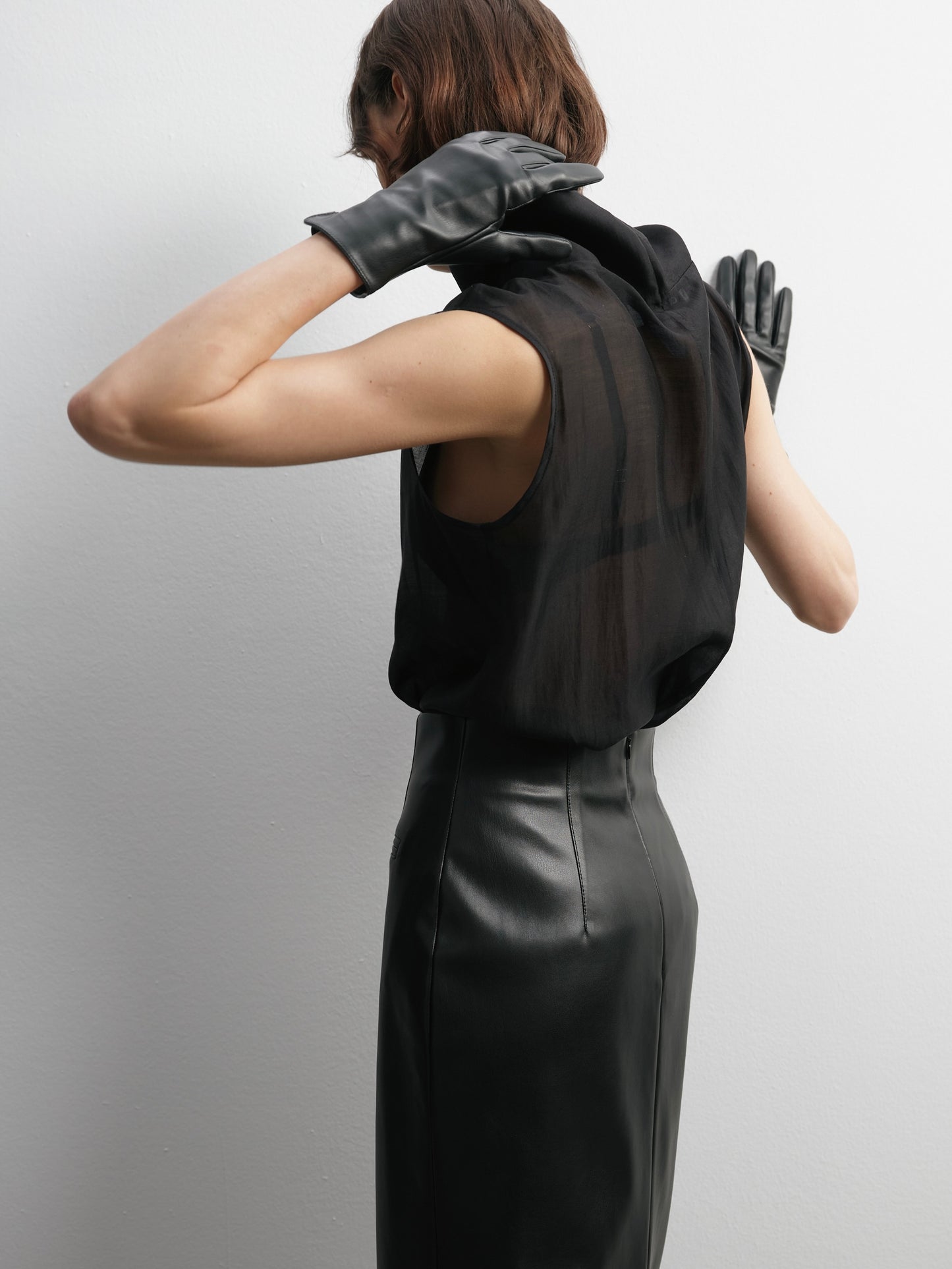 Рукавиці чорні з еко-шкіри