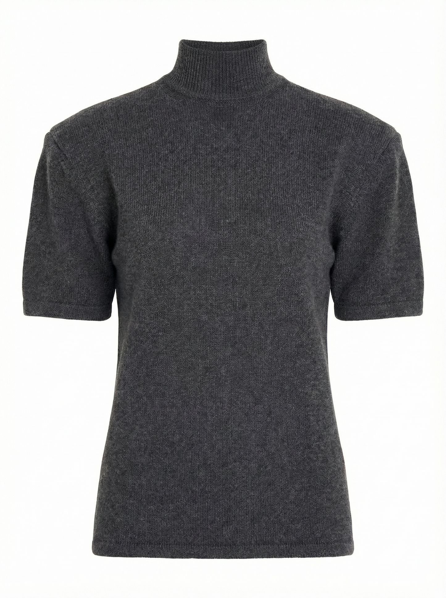 Вовняний гольф на короткий рукав з акцентними плечима графітовий