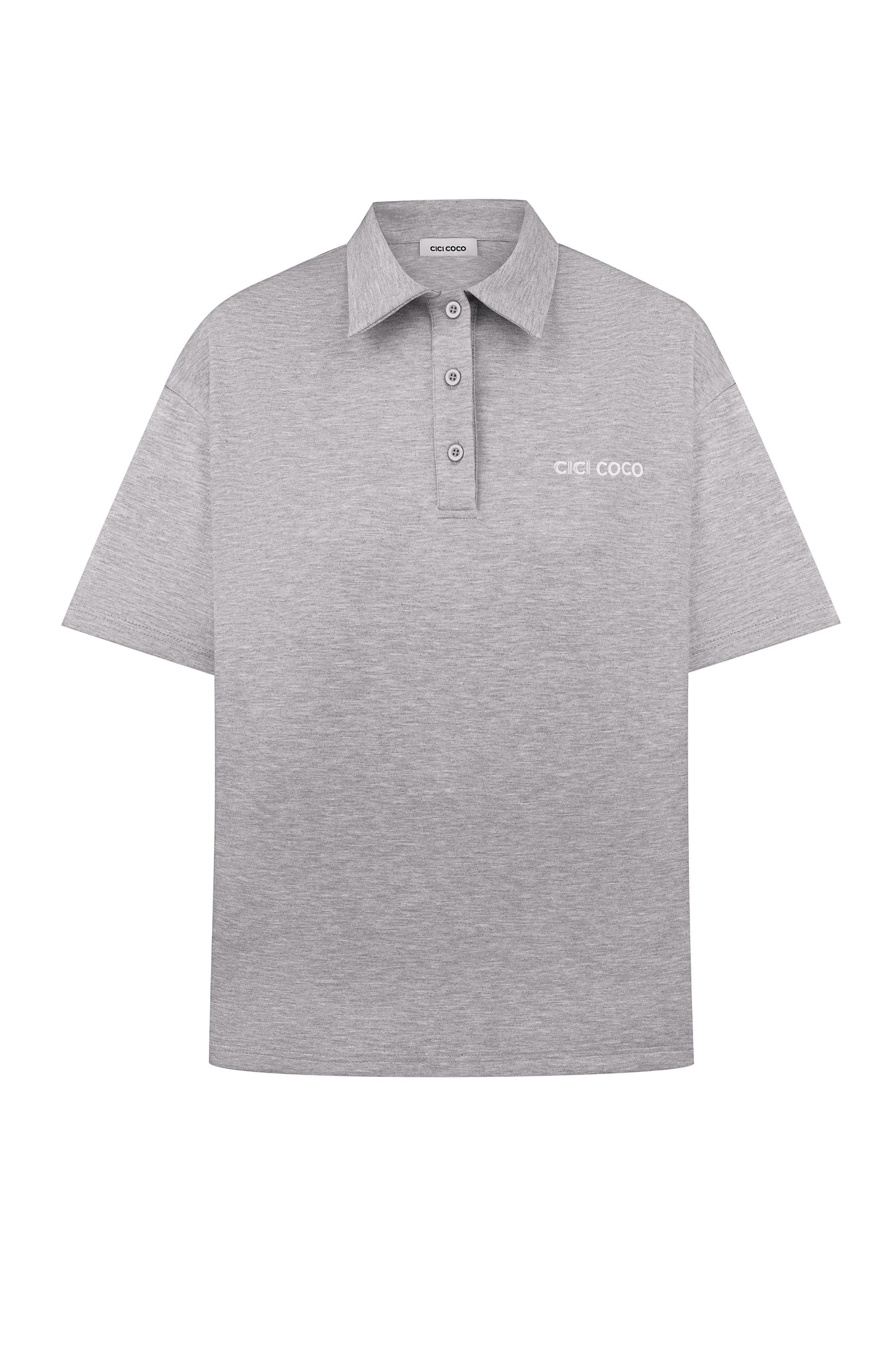 Light gray polo shirt with logo