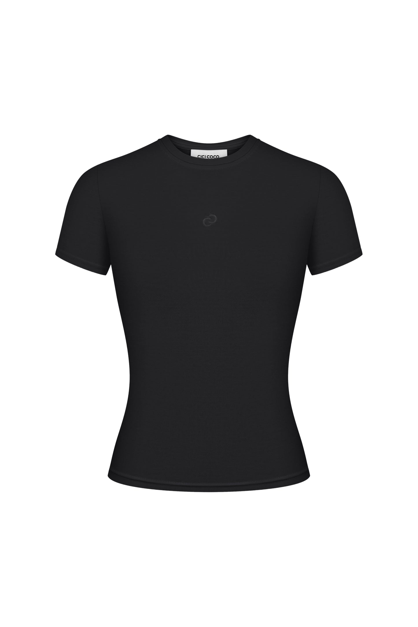 Футболка приталена чорна з лого