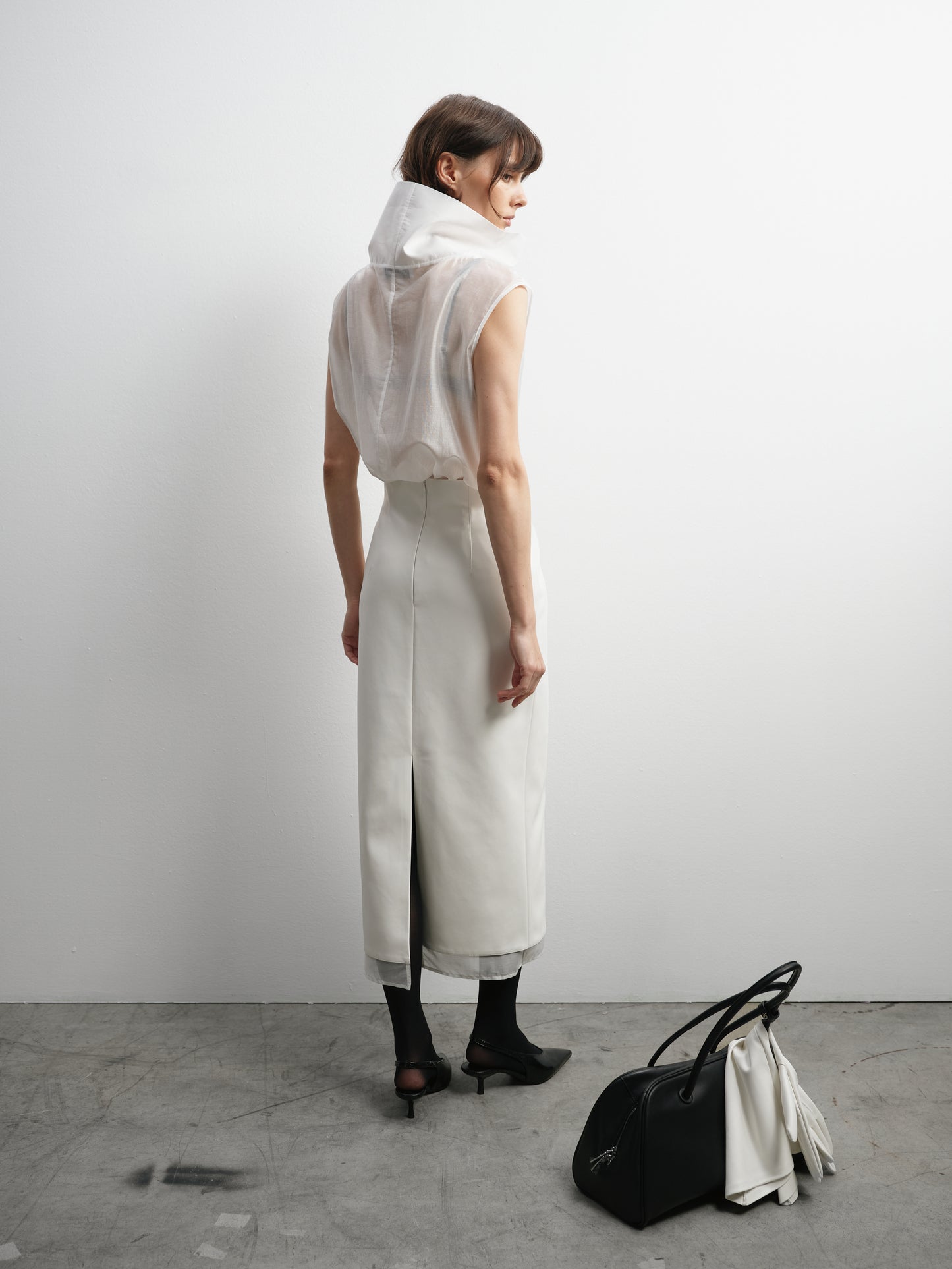 Спідниця молочна еко - шкіра з підкладкою в тон