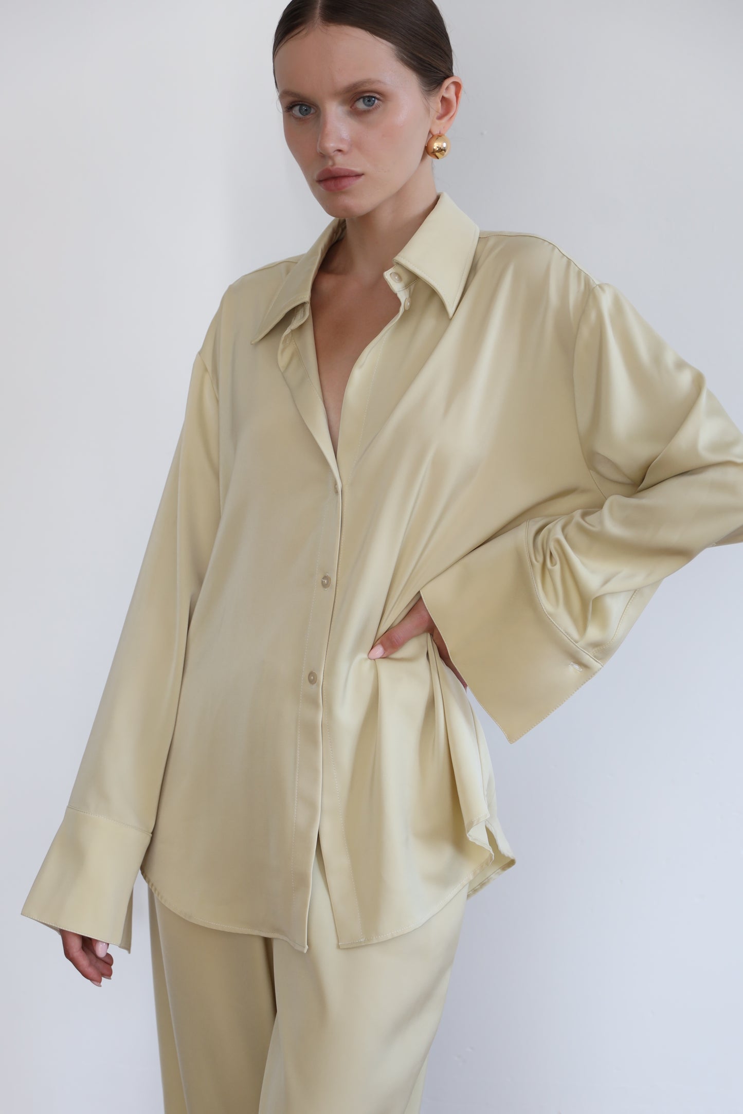 Lemon satin blouse