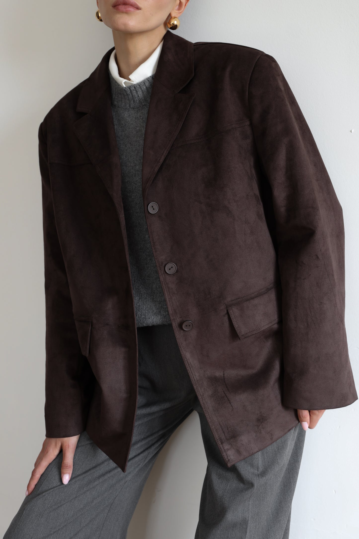 Eco-suede jacket in chocolate color (limited edition)