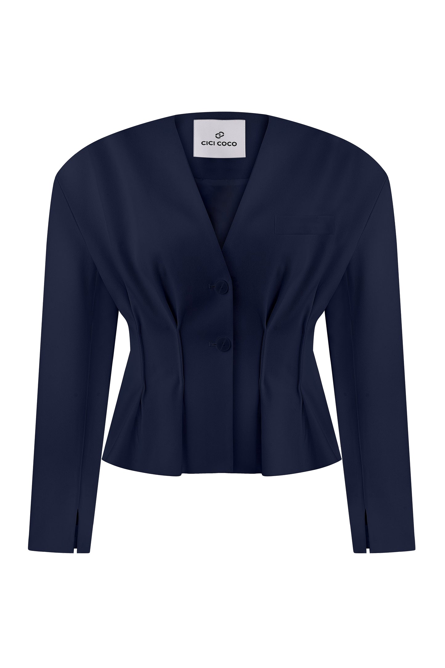 Short waist-length navy jacket.