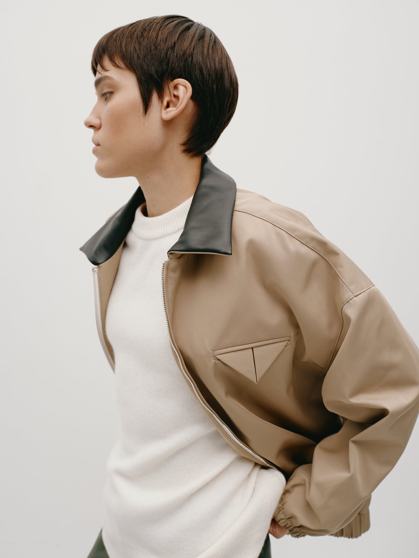 Beige bomber jacket