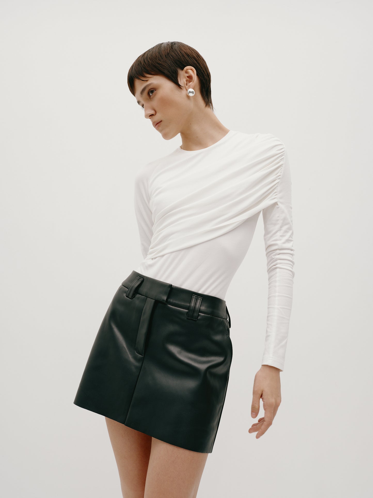 Black Eco-Leather Mini Skirt