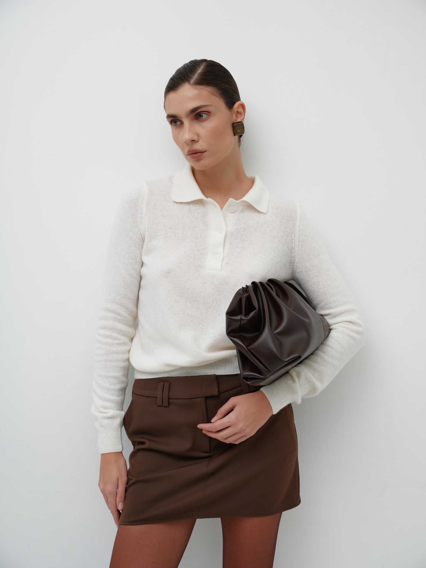 Brown Mini Trousers Skirt