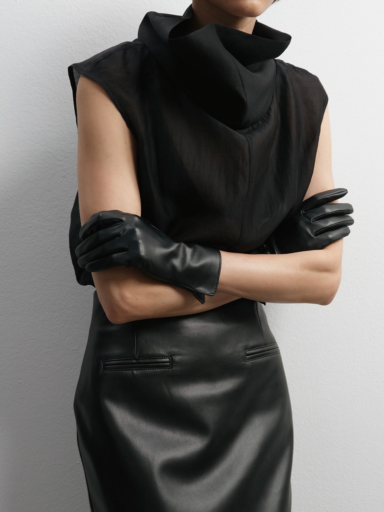 Рукавиці чорні з еко-шкіри