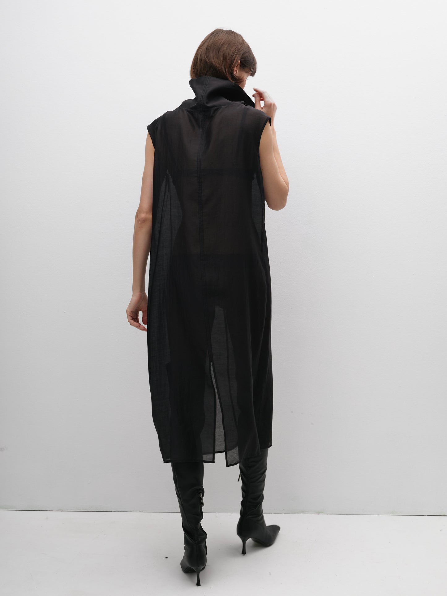 Топ під горло напівпрозорий чорний довгий