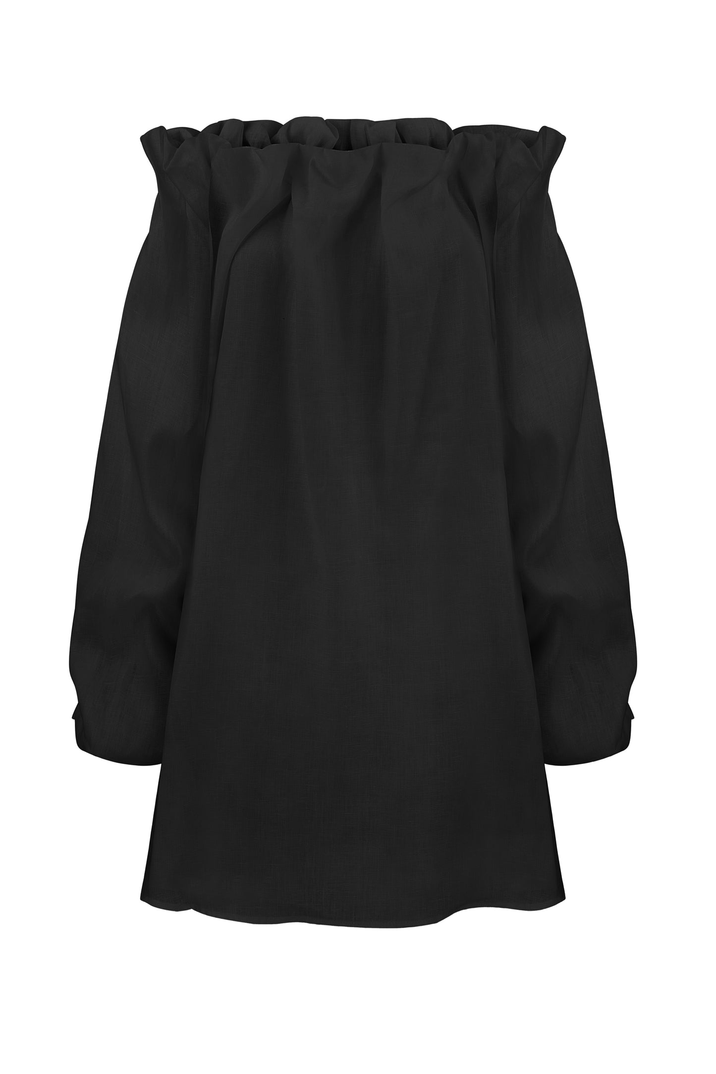 Black linen puff dress