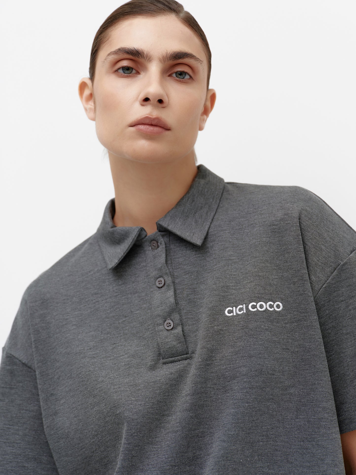 Graphite polo shirt with logo