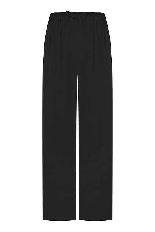 Black satin pants