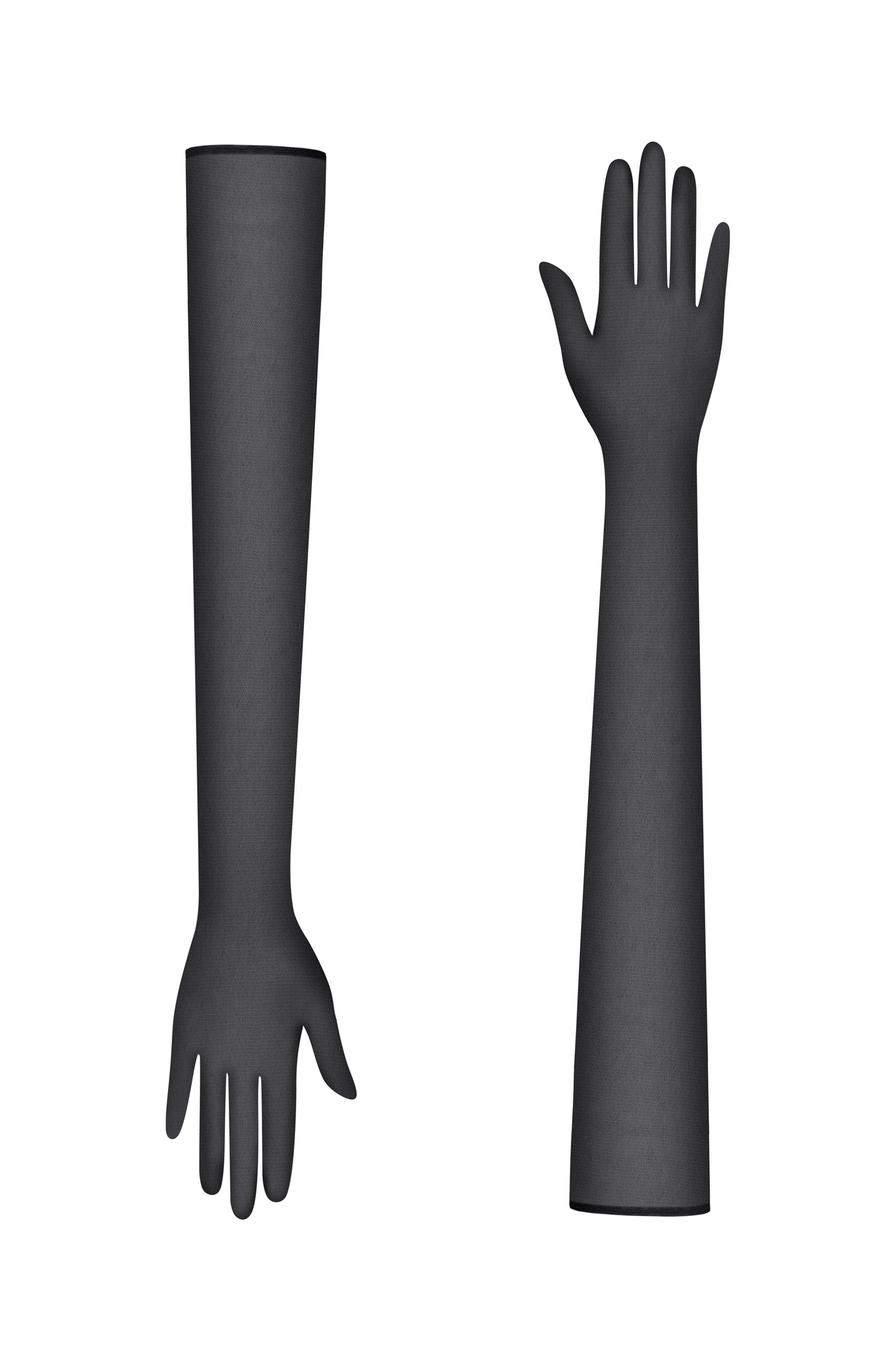 Напівпрозорі чорні довгі рукавиці