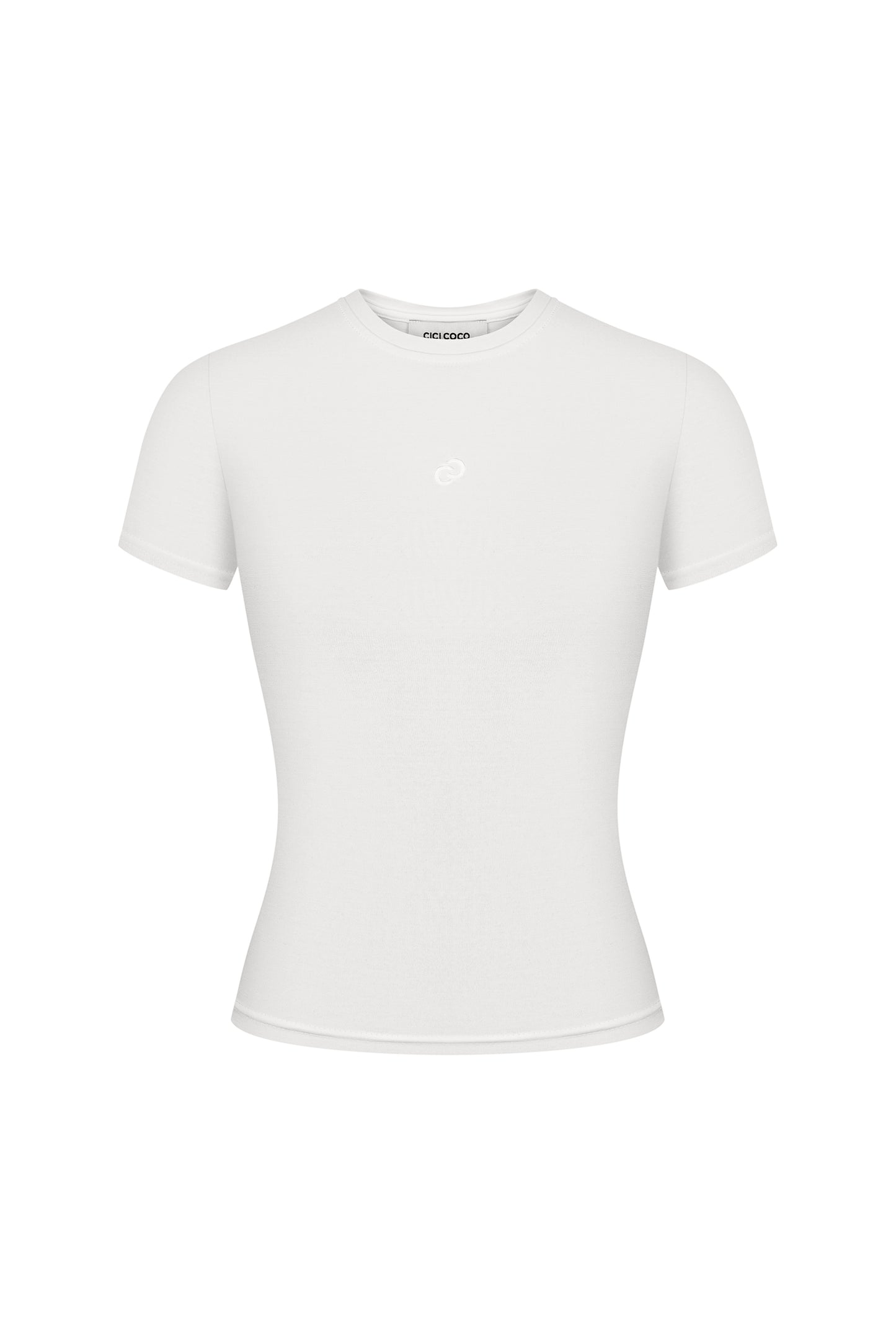 Футболка приталена молочна з лого