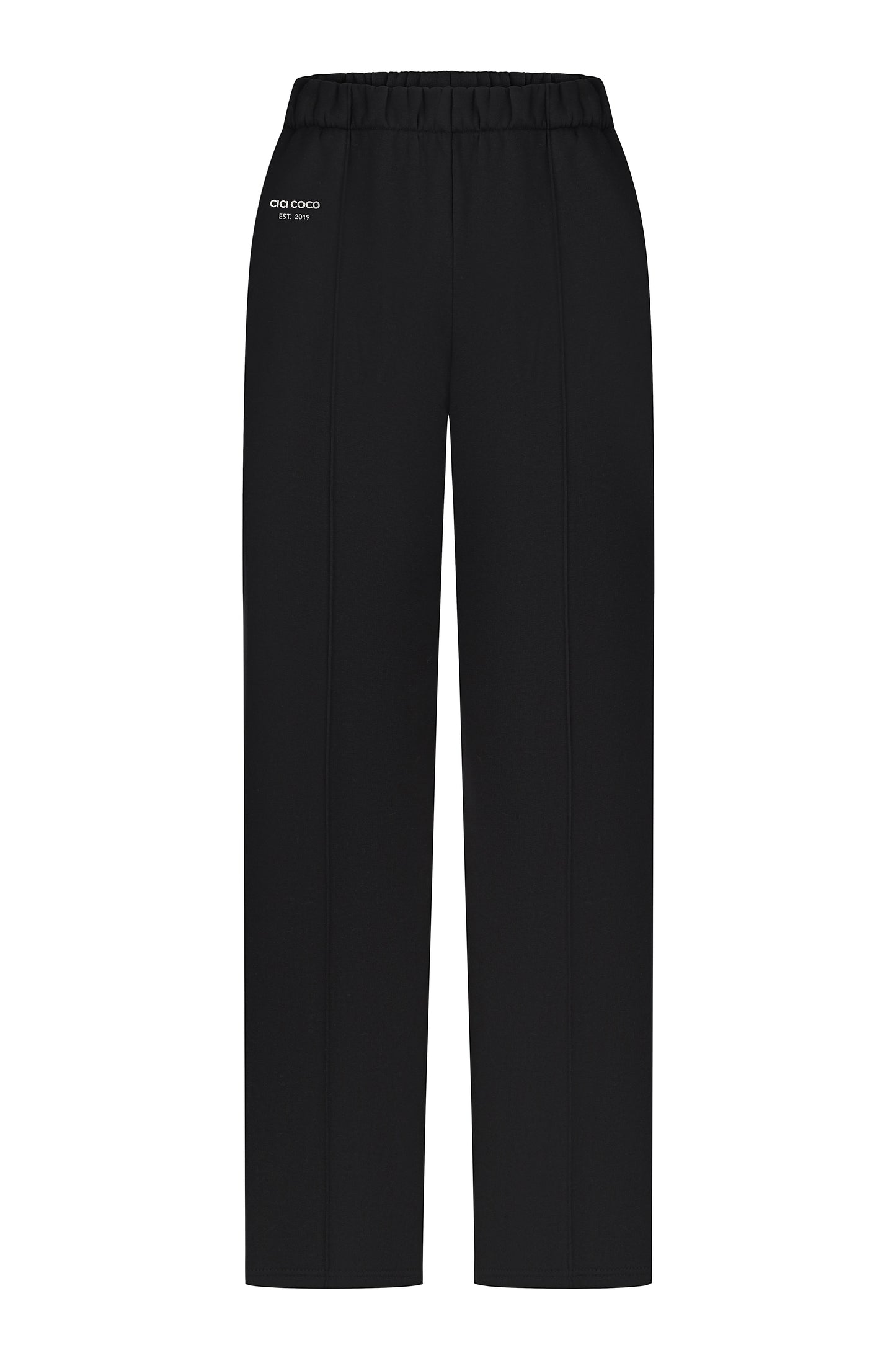 Black insulated pants with embroidery