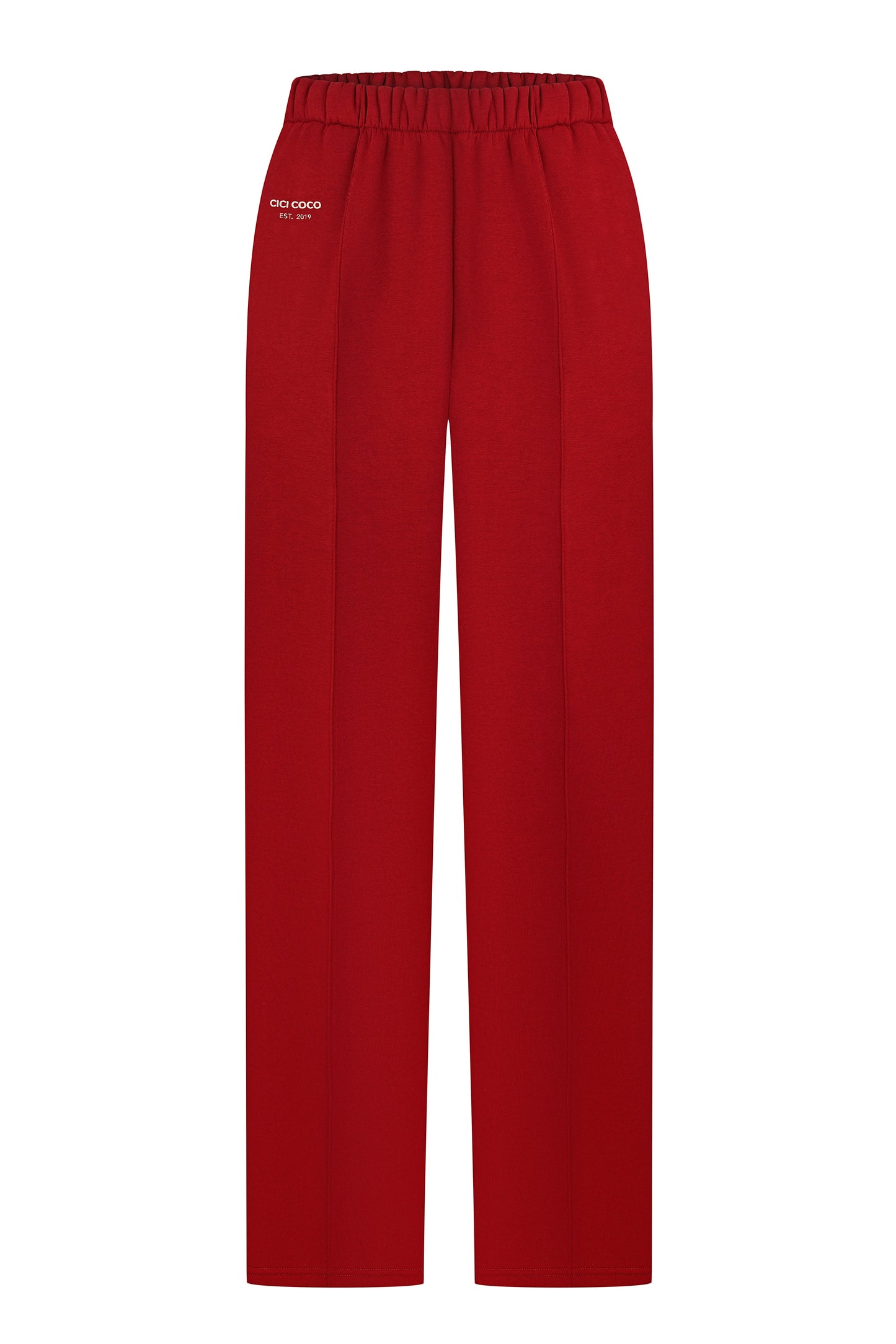 Cherry-colored insulated pants with embroidery