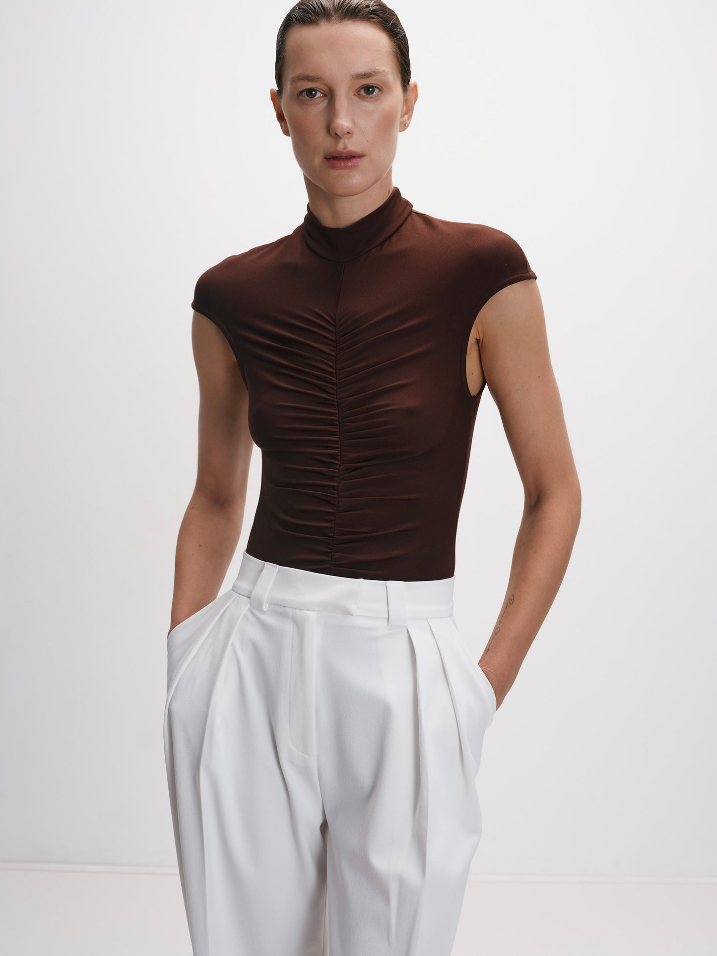 Milk-white palazzo trousers
