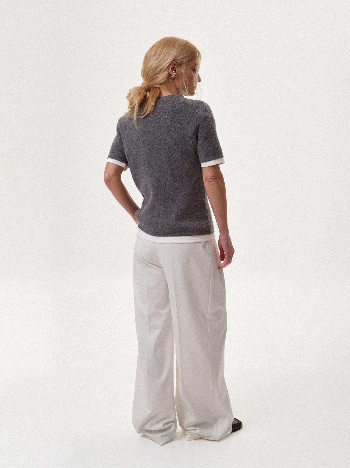 Milk-white palazzo trousers