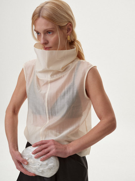 Топ під горло напівпрозорий шампань