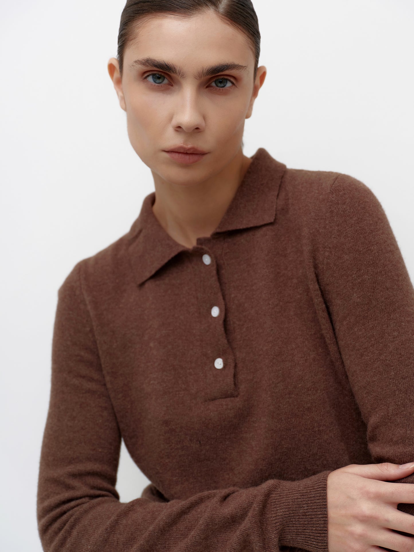 Brown knitted polo