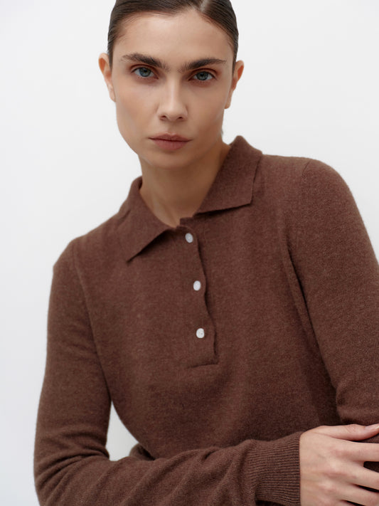 Brown knitted polo